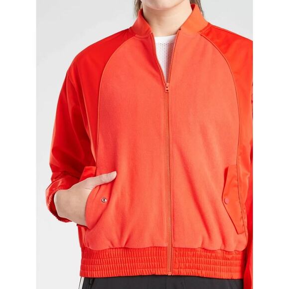 Athleta Women's Orange Zion Microfleece Full Zip Bomber Jacket Size Small - Picture 4 of 9